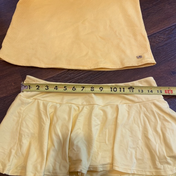 Y2K VICTORIA’S SECRET LEMON YELLOW MINI TENNIS SKIRT SKORT AND TOP SET SZ L & M - Picture 8 of 16
